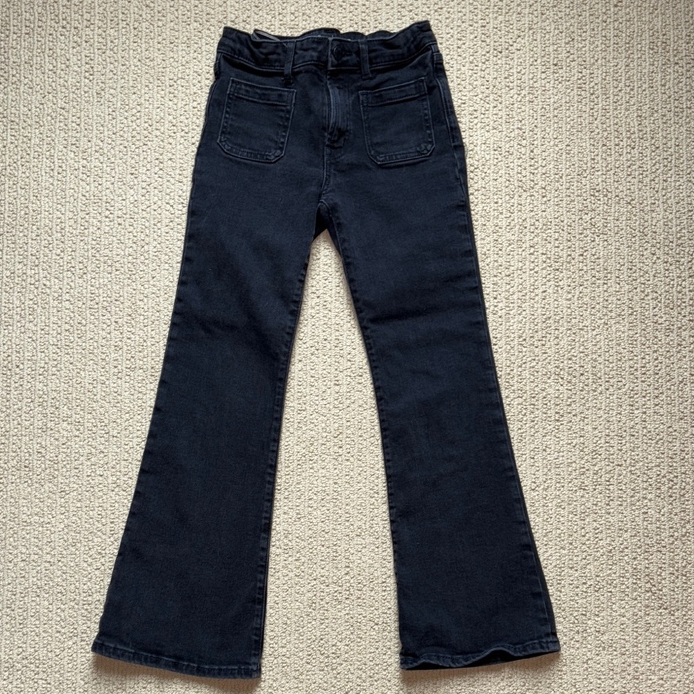 GAP Kids Black Flared Jeans 70s Flare High Rise Girls 10 slim
